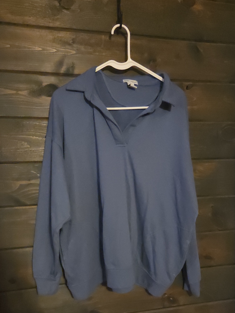 Women's Blue Crewneck Polo-Style Sweater